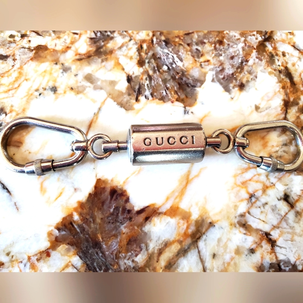 VINTAGE GUCCI STAINLESS STEEL DOUBLE VALET (DETACHABLE) KEYCHAIN